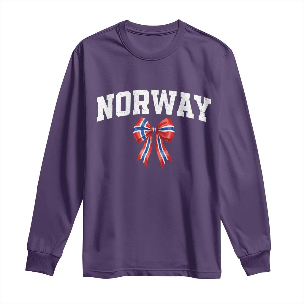 Norwegian Girl Coquette Bow Long Sleeve Shirt Norway Flag Pride Gift