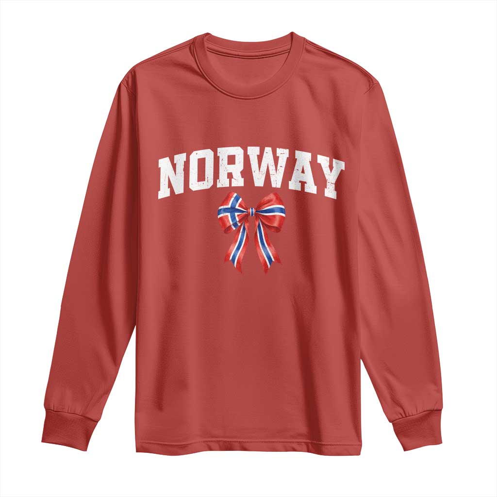 Norwegian Girl Coquette Bow Long Sleeve Shirt Norway Flag Pride Gift