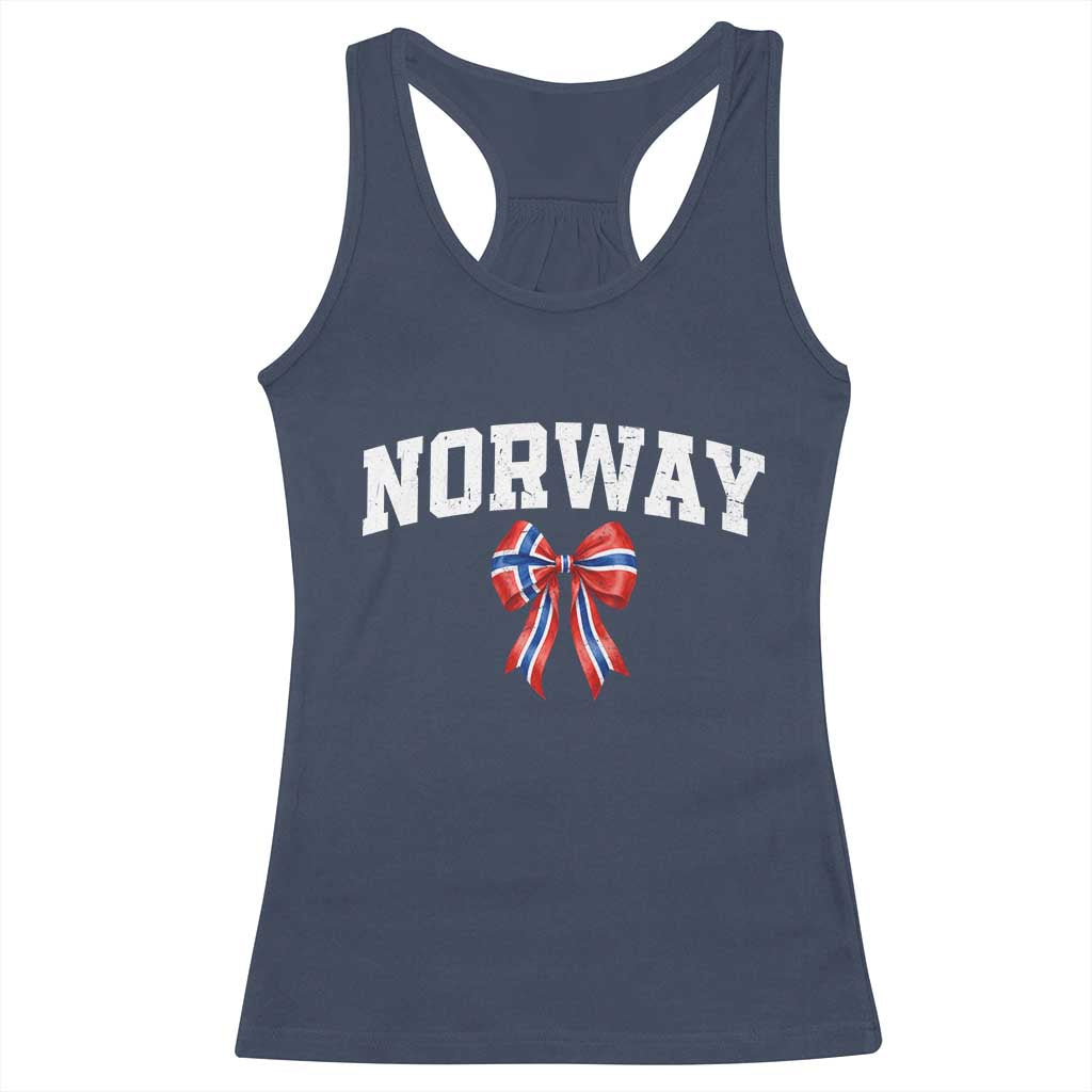 Norwegian Girl Coquette Bow Racerback Tank Top Norway Flag Pride Gift
