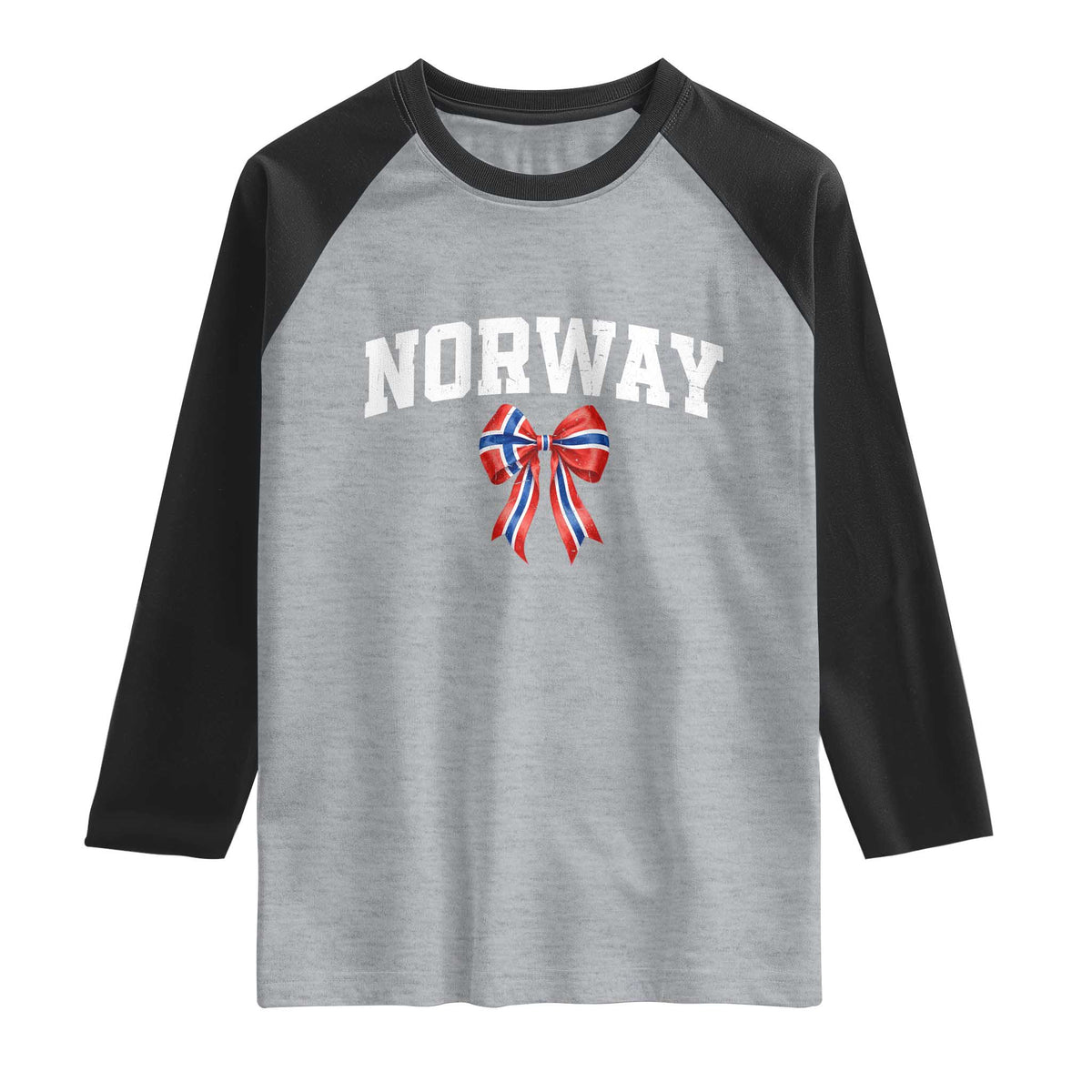 Norwegian Girl Coquette Bow Raglan Shirt Norway Flag Pride Gift