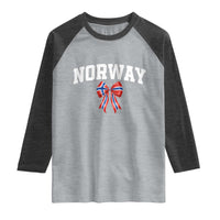 Norwegian Girl Coquette Bow Raglan Shirt Norway Flag Pride Gift