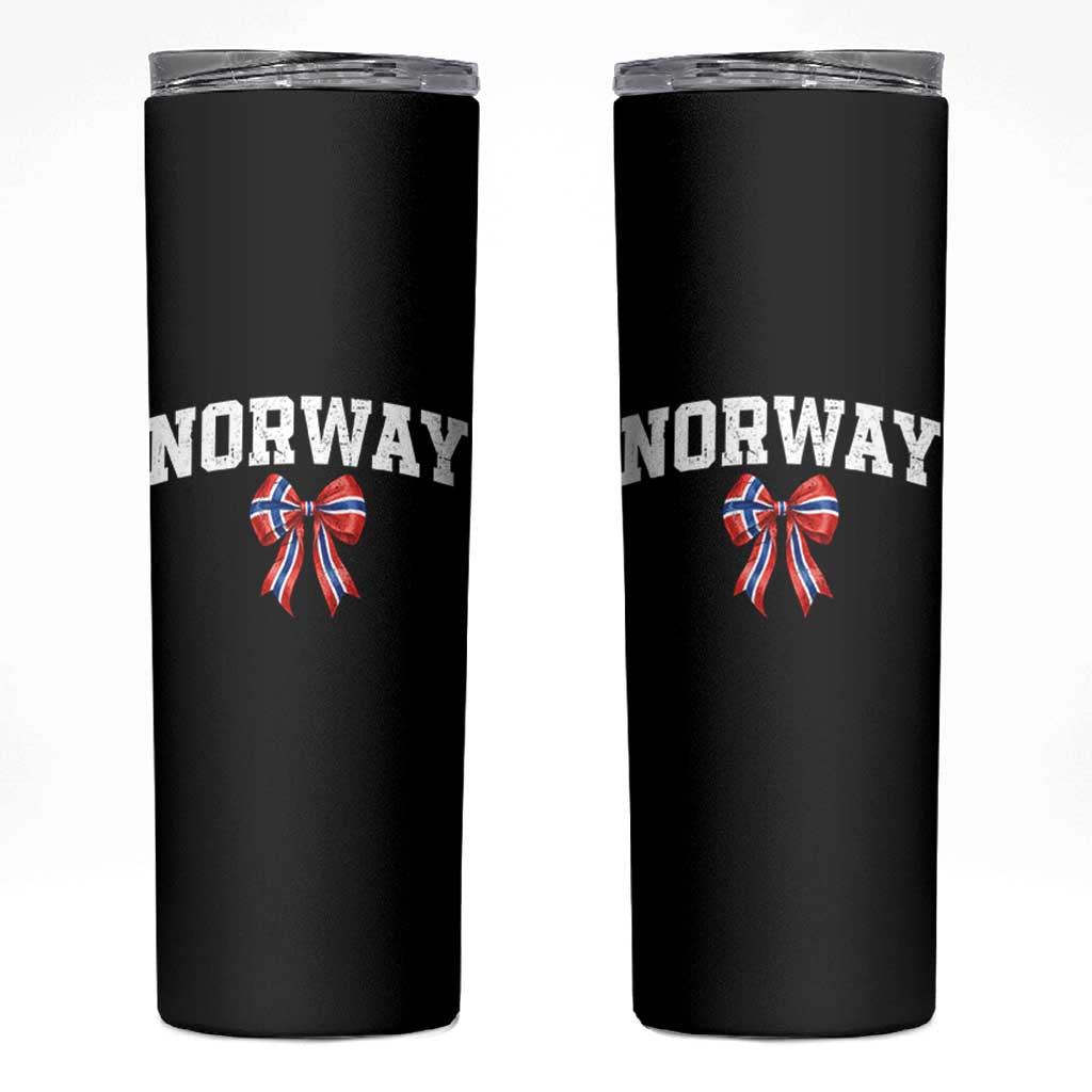 Norwegian Girl Coquette Bow Skinny Tumbler Norway Flag Pride Gift