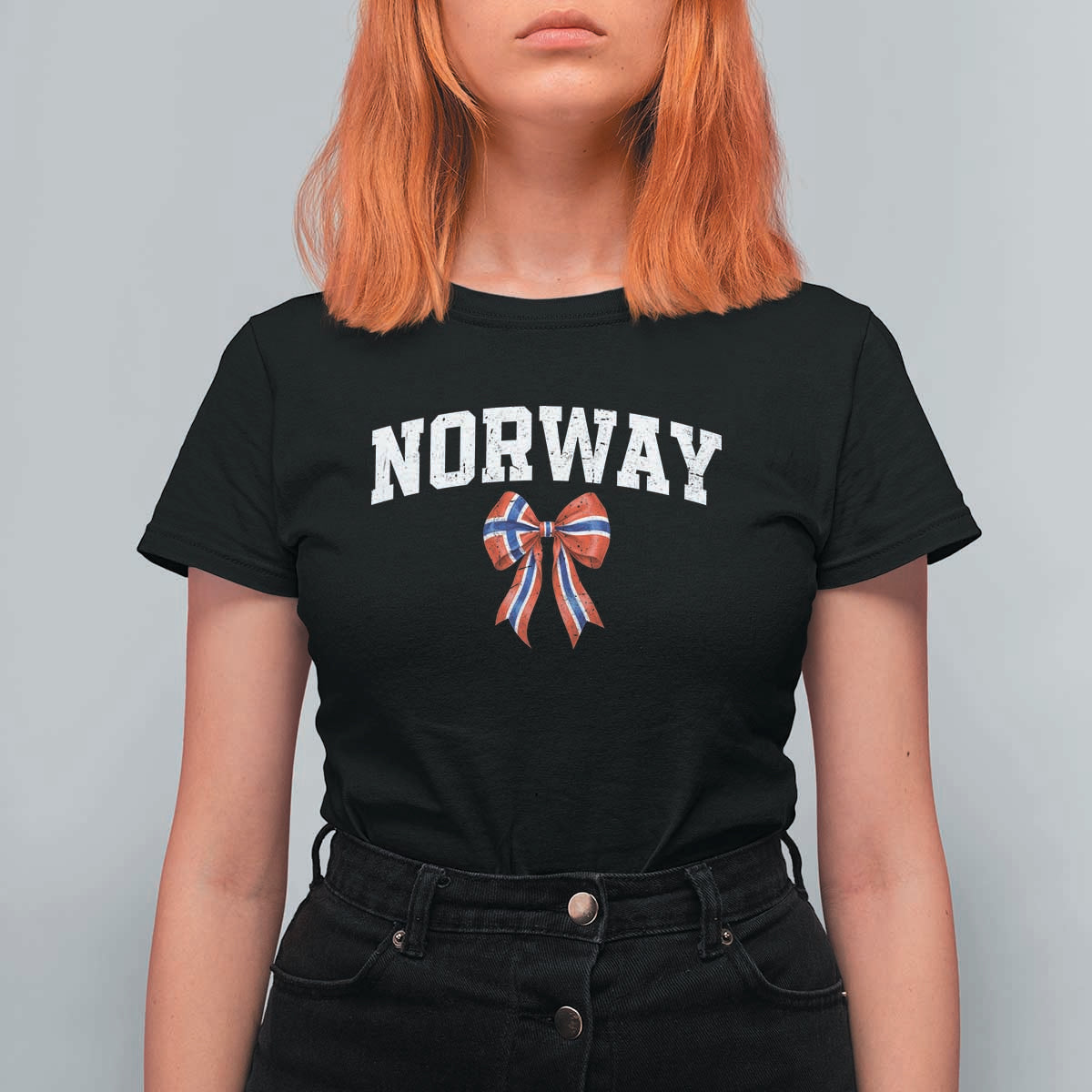 Norwegian Girl Coquette Bow T Shirt For Women Norway Flag Pride Gift