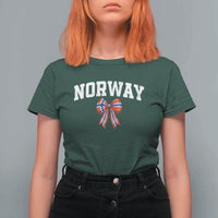Norwegian Girl Coquette Bow T Shirt For Women Norway Flag Pride Gift