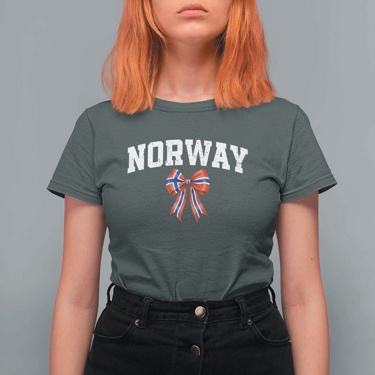 Norwegian Girl Coquette Bow T Shirt For Women Norway Flag Pride Gift