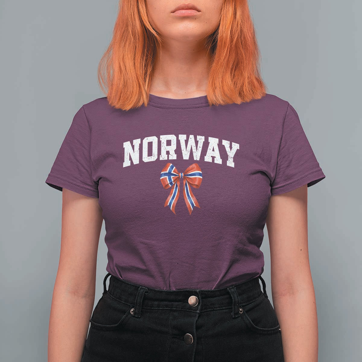 Norwegian Girl Coquette Bow T Shirt For Women Norway Flag Pride Gift