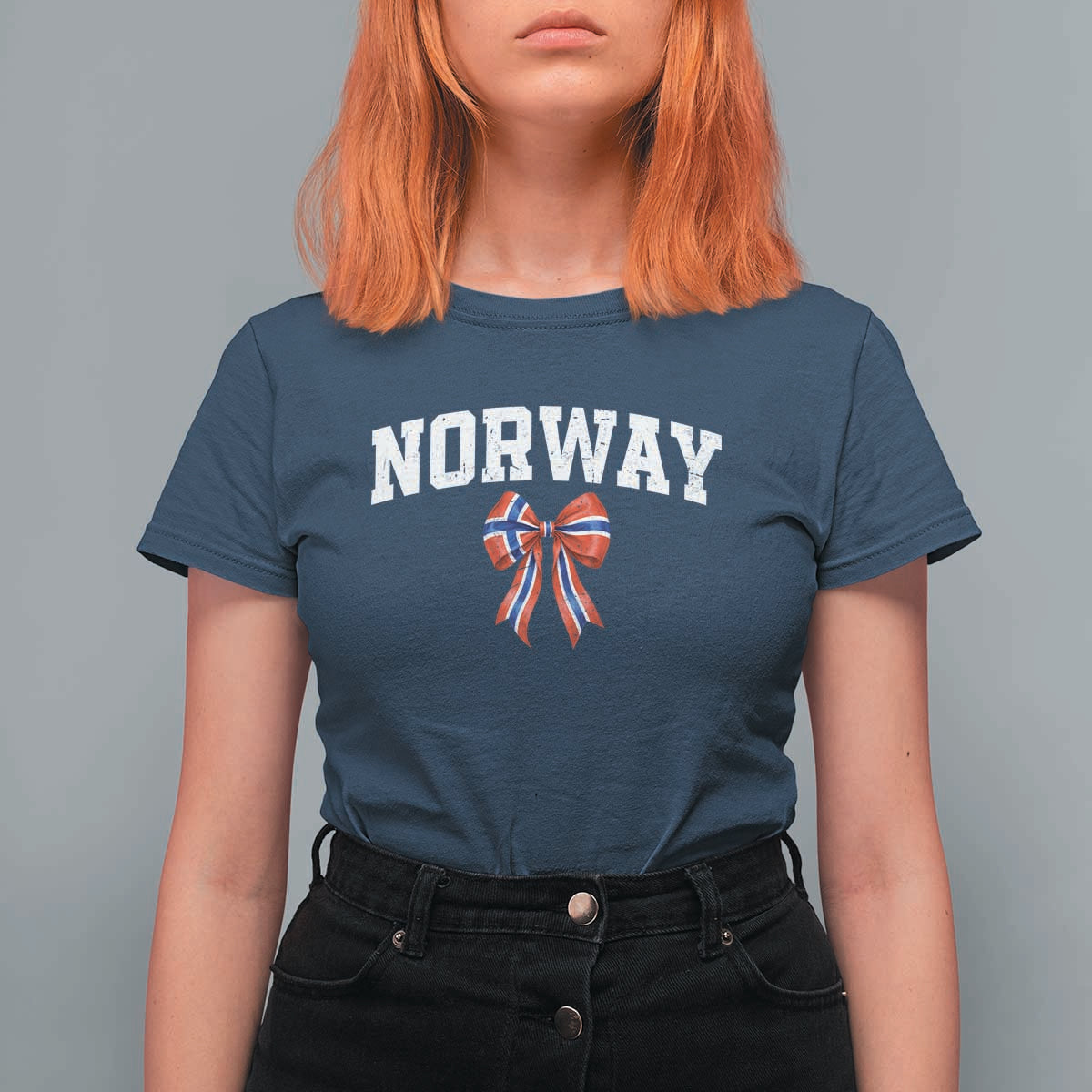 Norwegian Girl Coquette Bow T Shirt For Women Norway Flag Pride Gift