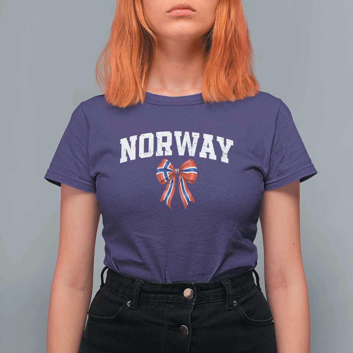 Norwegian Girl Coquette Bow T Shirt For Women Norway Flag Pride Gift