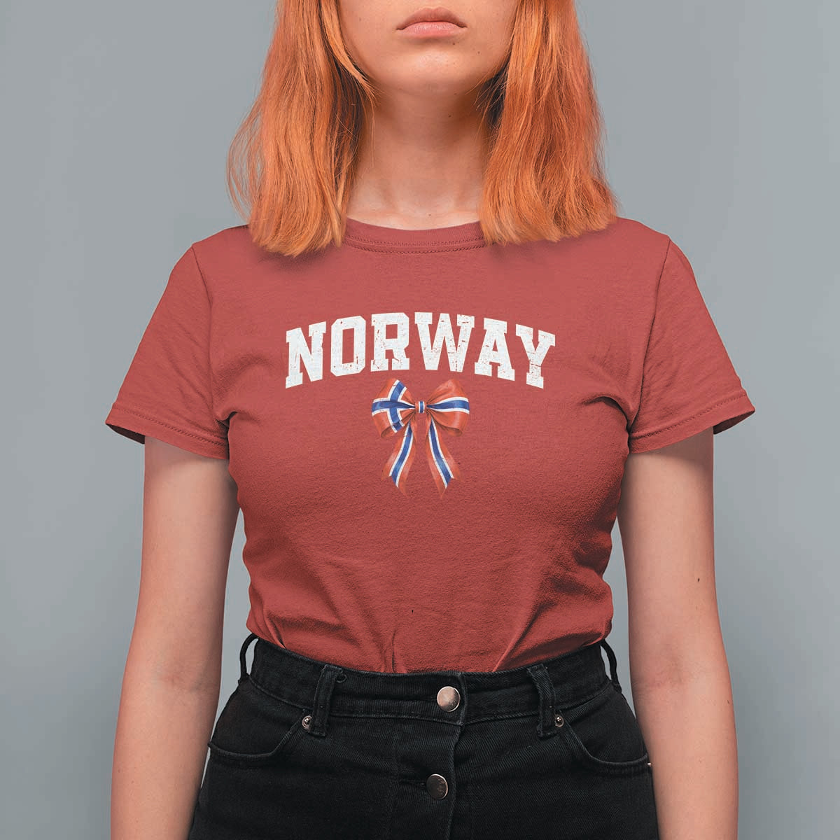 Norwegian Girl Coquette Bow T Shirt For Women Norway Flag Pride Gift