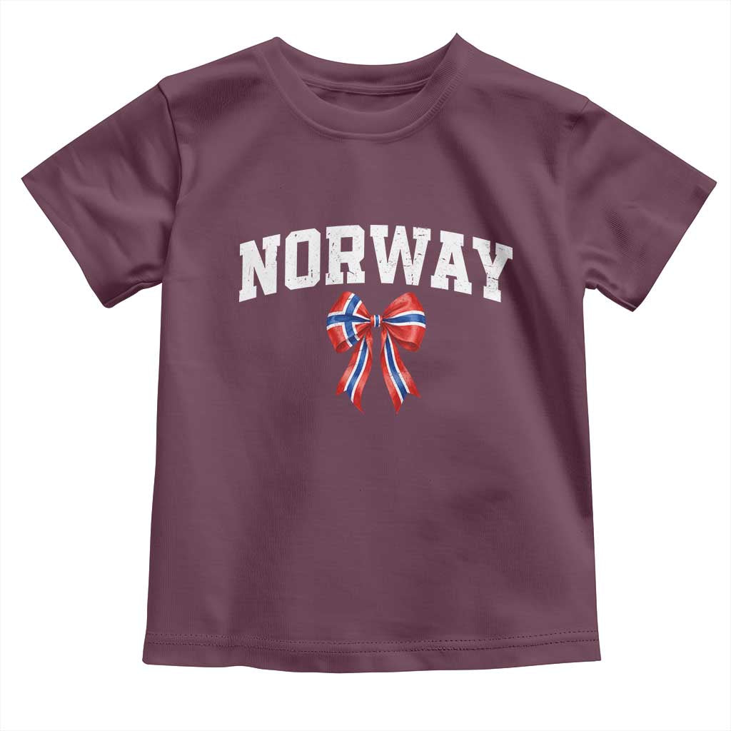 Norwegian Girl Coquette Bow Toddler T Shirt Norway Flag Pride Gift