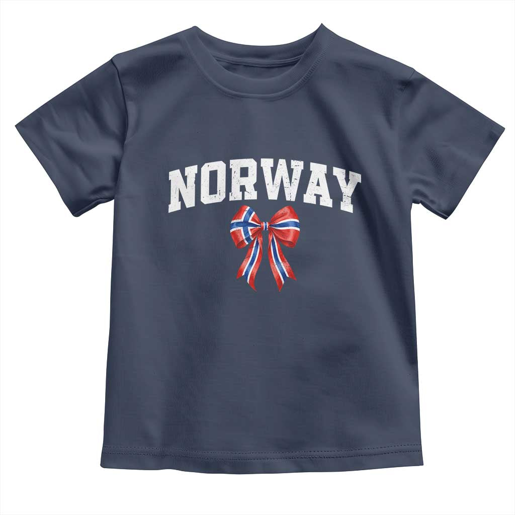 Norwegian Girl Coquette Bow Toddler T Shirt Norway Flag Pride Gift
