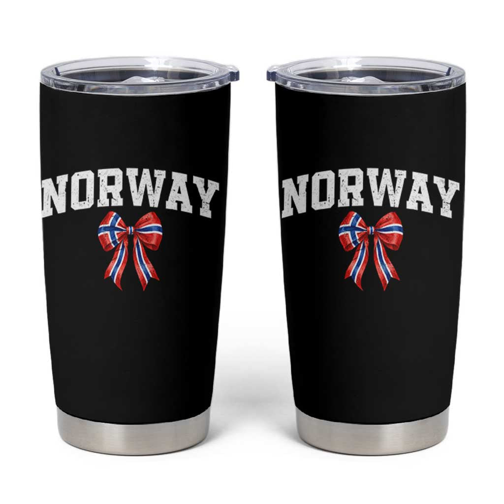 Norwegian Girl Coquette Bow Tumbler Cup Norway Flag Pride Gift