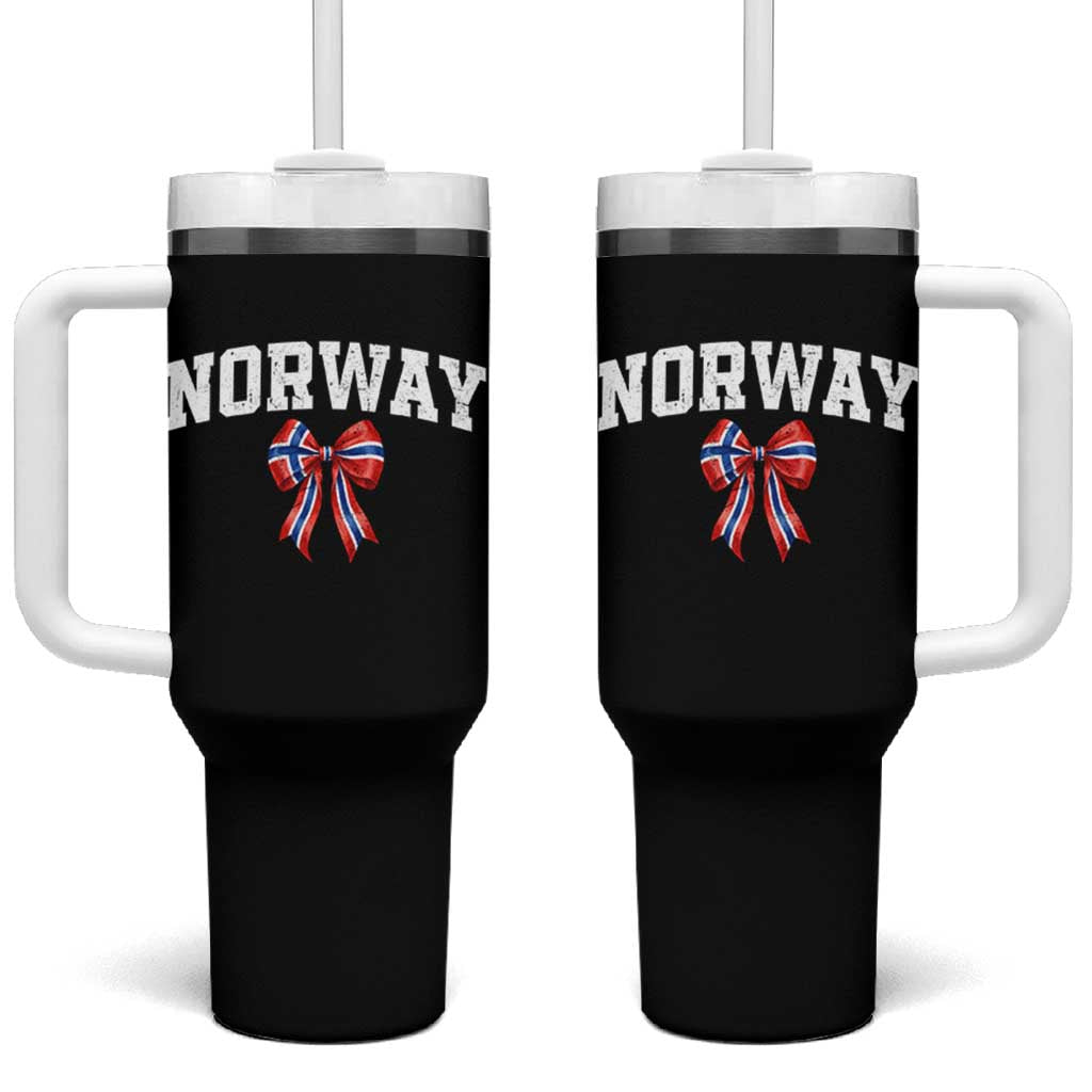 Norwegian Girl Coquette Bow Tumbler With Handle Norway Flag Pride Gift