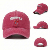 Norwegian Girl Coquette Bow Washed Cotton Baseball Cap Norway Flag Pride Gift