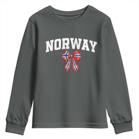 Norwegian Girl Coquette Bow Youth Sweatshirt Norway Flag Pride Gift