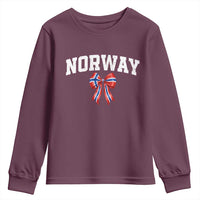 Norwegian Girl Coquette Bow Youth Sweatshirt Norway Flag Pride Gift