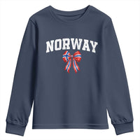 Norwegian Girl Coquette Bow Youth Sweatshirt Norway Flag Pride Gift