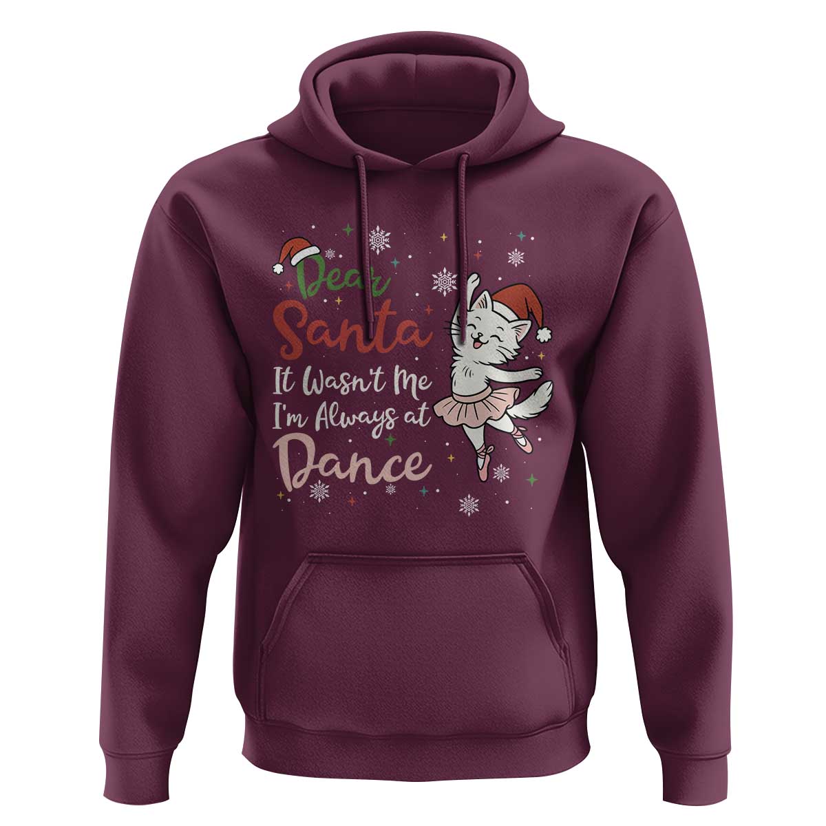 Funny Christmas Ballet Cat Lover Hoodie Dear Santa It Was Not Me - Wonder Print Shop
