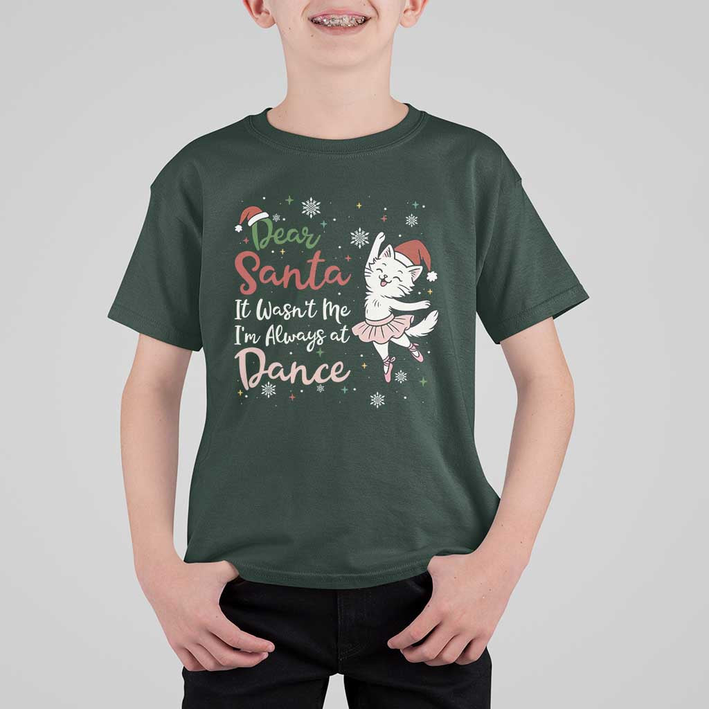 Funny Christmas Ballet Cat Lover T Shirt For Kid Dear Santa It Was Not Me - Wonder Print Shop