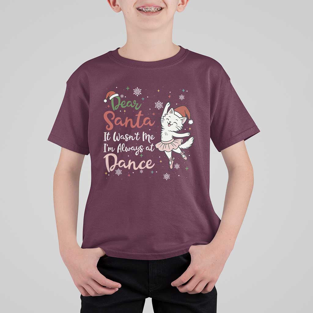 Funny Christmas Ballet Cat Lover T Shirt For Kid Dear Santa It Was Not Me - Wonder Print Shop