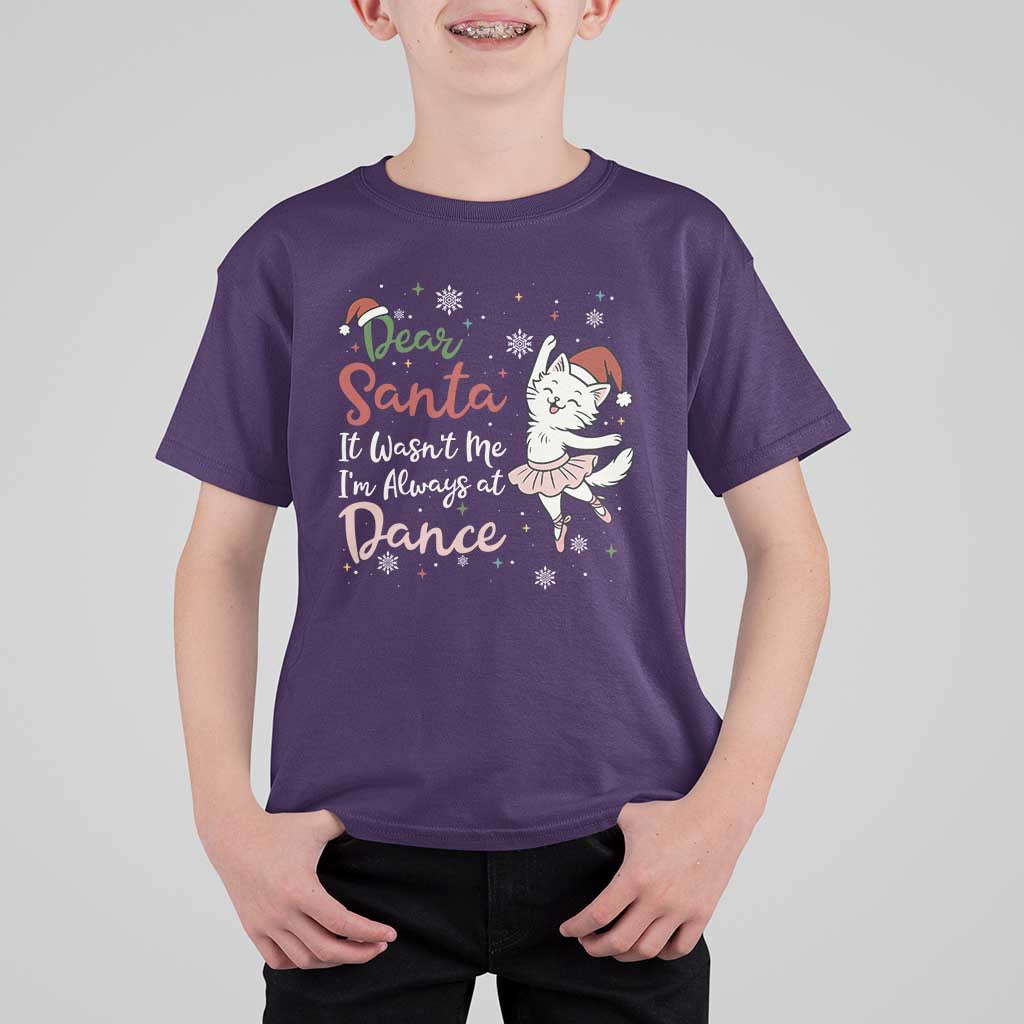 Funny Christmas Ballet Cat Lover T Shirt For Kid Dear Santa It Was Not Me - Wonder Print Shop