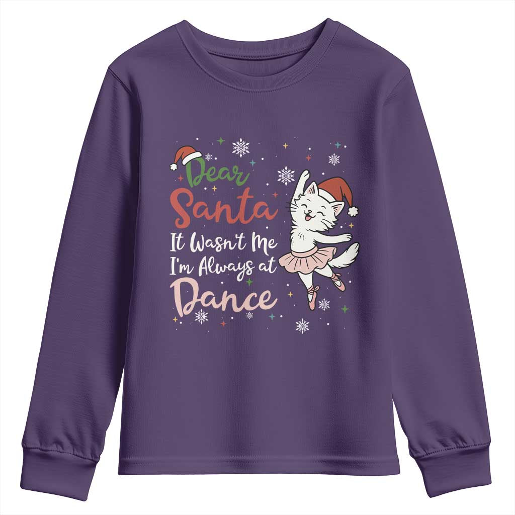 Funny Christmas Ballet Cat Lover Youth Sweatshirt Dear Santa It Was Not Me - Wonder Print Shop