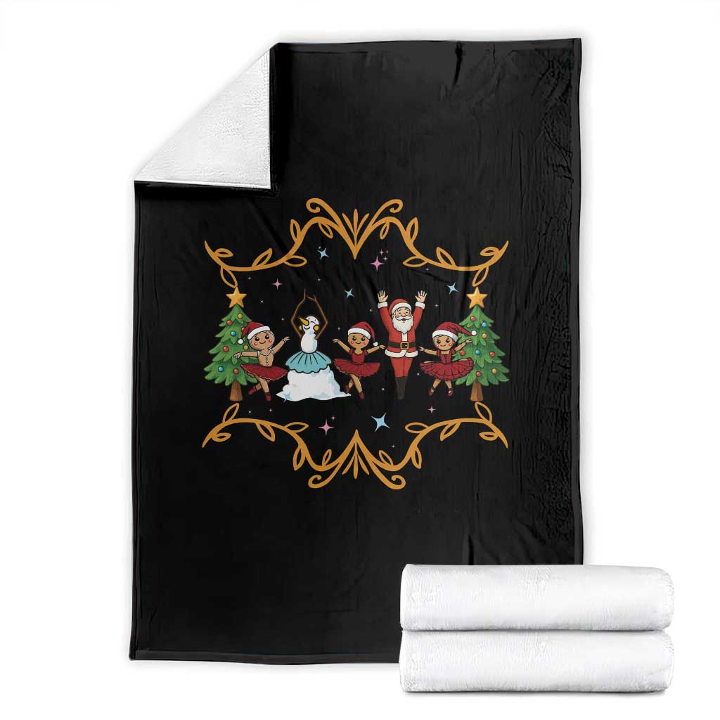 Ballet Lover Christmas Throw Blanket Funny Gingerbread Santa Snowman Dance - Wonder Print Shop