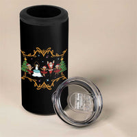 Ballet Lover Christmas 4 in 1 Can Cooler Tumbler Funny Gingerbread Santa Snowman Dance