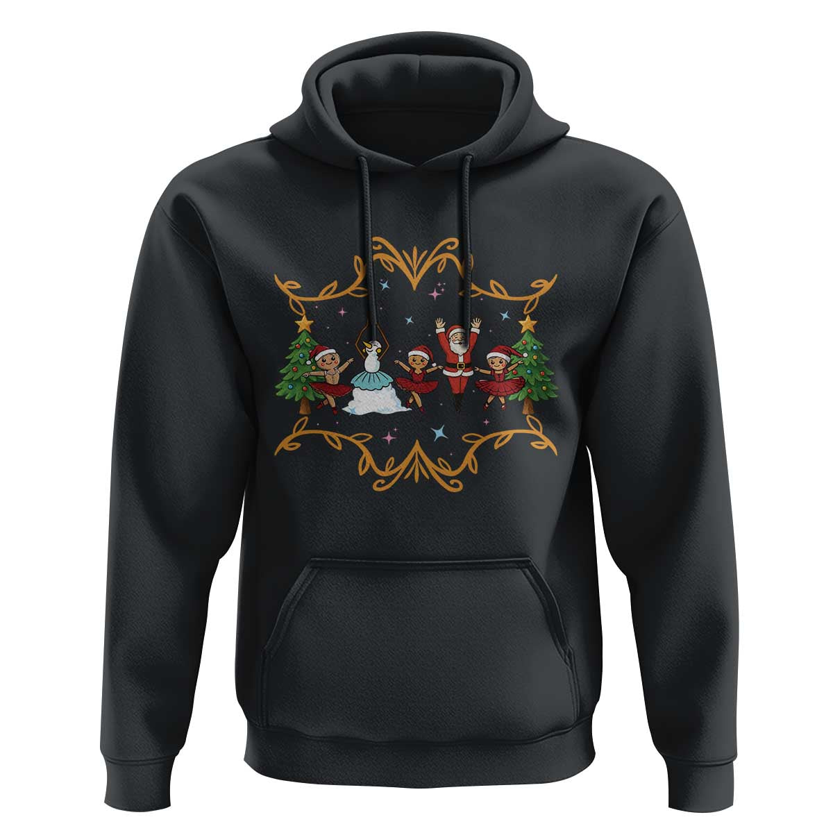 Ballet Lover Christmas Hoodie Funny Gingerbread Santa Snowman Dance - Wonder Print Shop