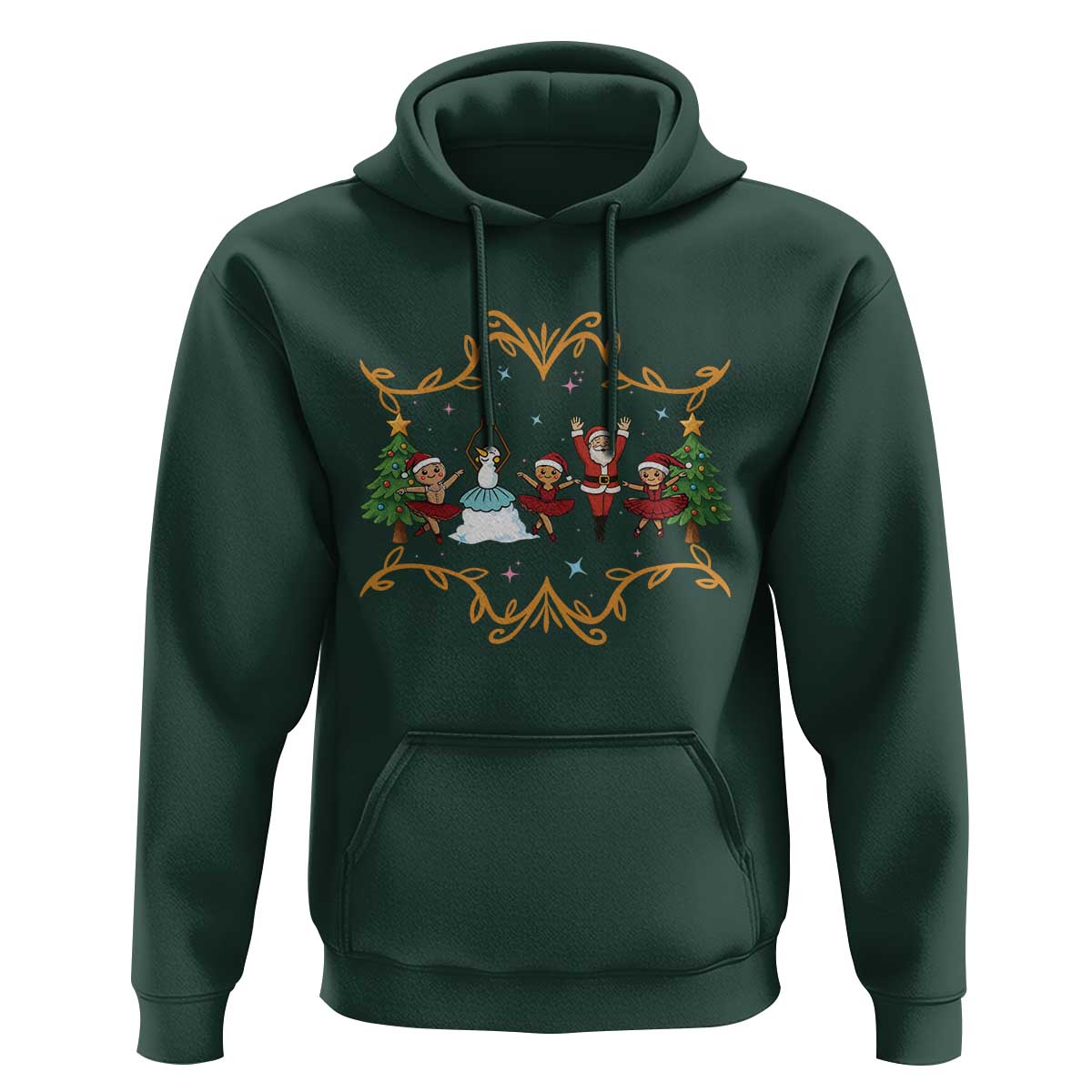 Ballet Lover Christmas Hoodie Funny Gingerbread Santa Snowman Dance - Wonder Print Shop