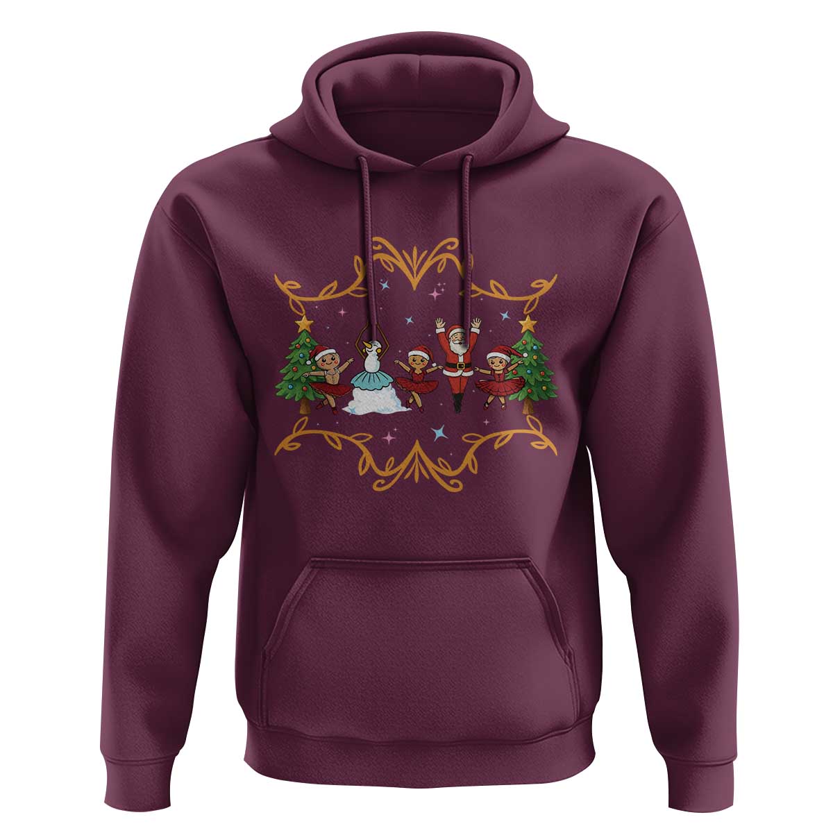 Ballet Lover Christmas Hoodie Funny Gingerbread Santa Snowman Dance - Wonder Print Shop