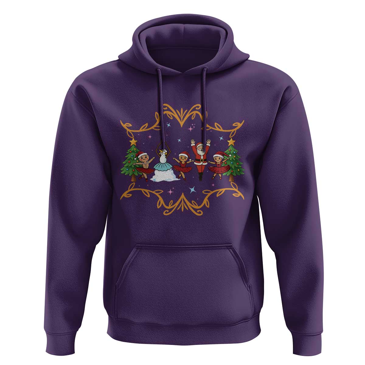 Ballet Lover Christmas Hoodie Funny Gingerbread Santa Snowman Dance - Wonder Print Shop