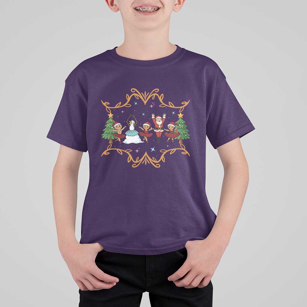 Ballet Lover Christmas T Shirt For Kid Funny Gingerbread Santa Snowman Dance - Wonder Print Shop