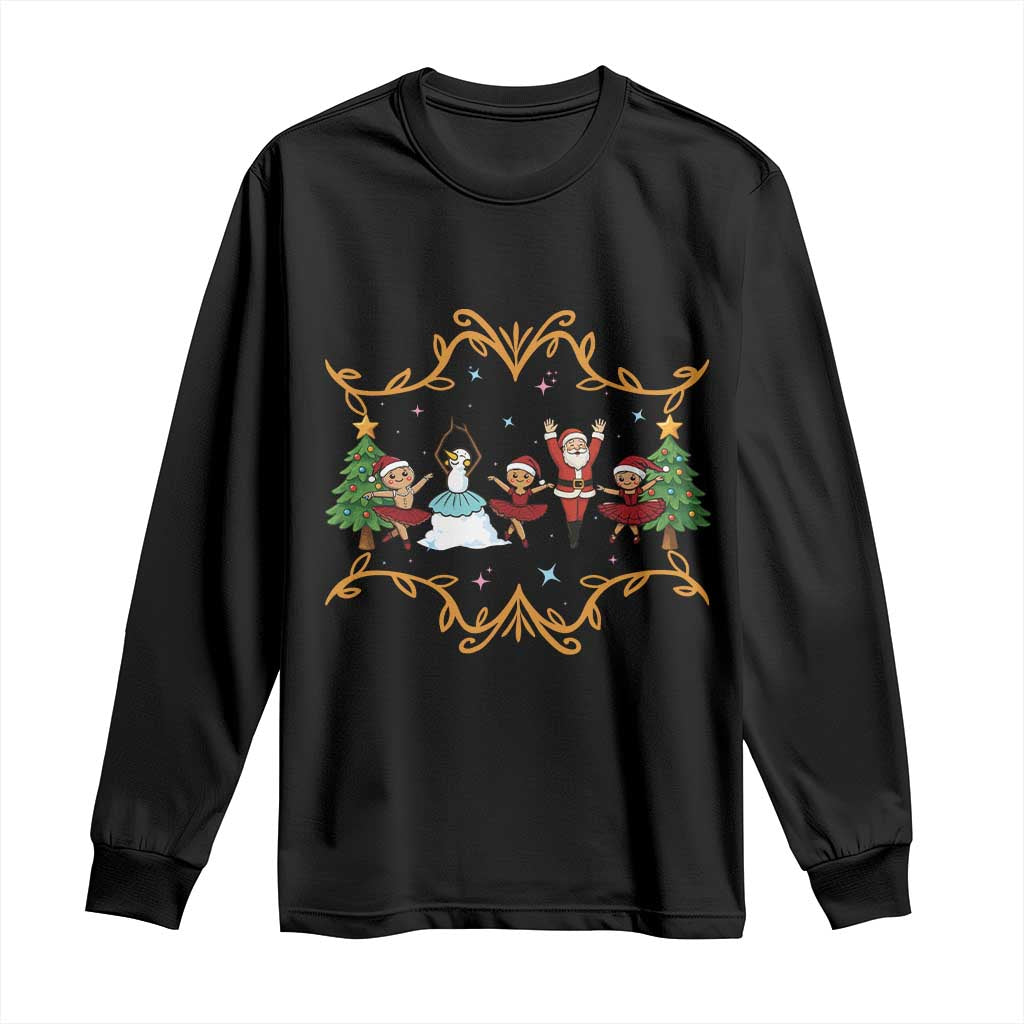 Ballet Lover Christmas Long Sleeve Shirt Funny Gingerbread Santa Snowman Dance - Wonder Print Shop