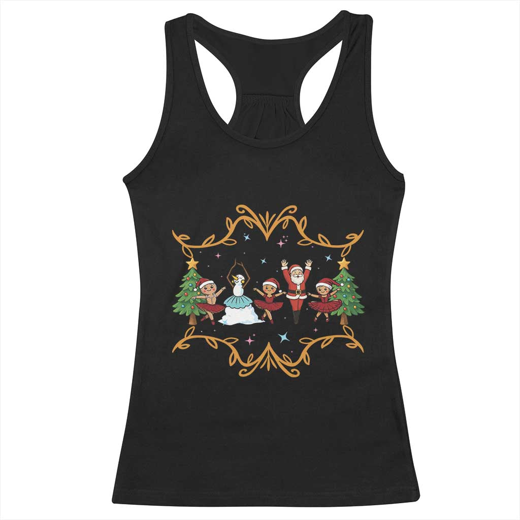 Ballet Lover Christmas Racerback Tank Top Funny Gingerbread Santa Snowman Dance - Wonder Print Shop