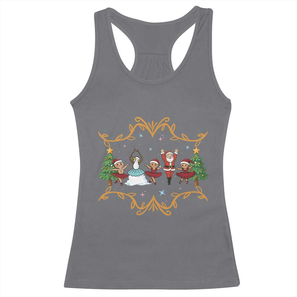 Ballet Lover Christmas Racerback Tank Top Funny Gingerbread Santa Snowman Dance - Wonder Print Shop