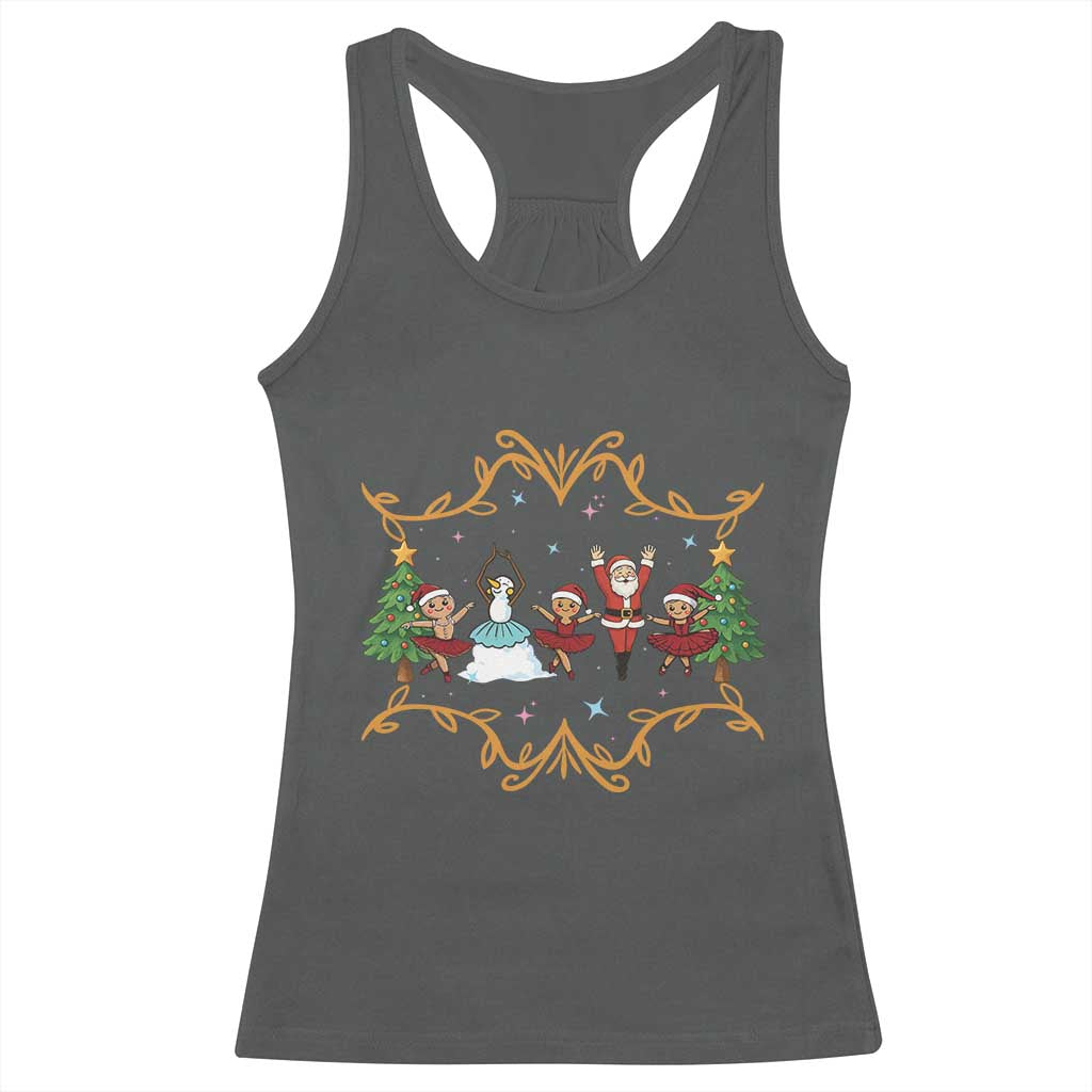 Ballet Lover Christmas Racerback Tank Top Funny Gingerbread Santa Snowman Dance - Wonder Print Shop