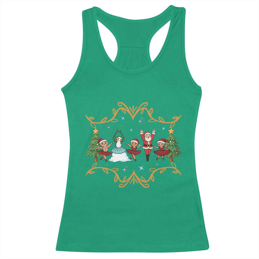 Ballet Lover Christmas Racerback Tank Top Funny Gingerbread Santa Snowman Dance - Wonder Print Shop