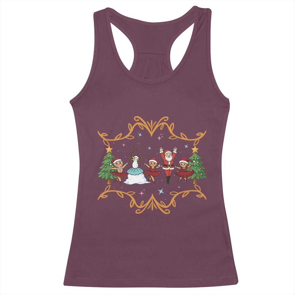 Ballet Lover Christmas Racerback Tank Top Funny Gingerbread Santa Snowman Dance - Wonder Print Shop