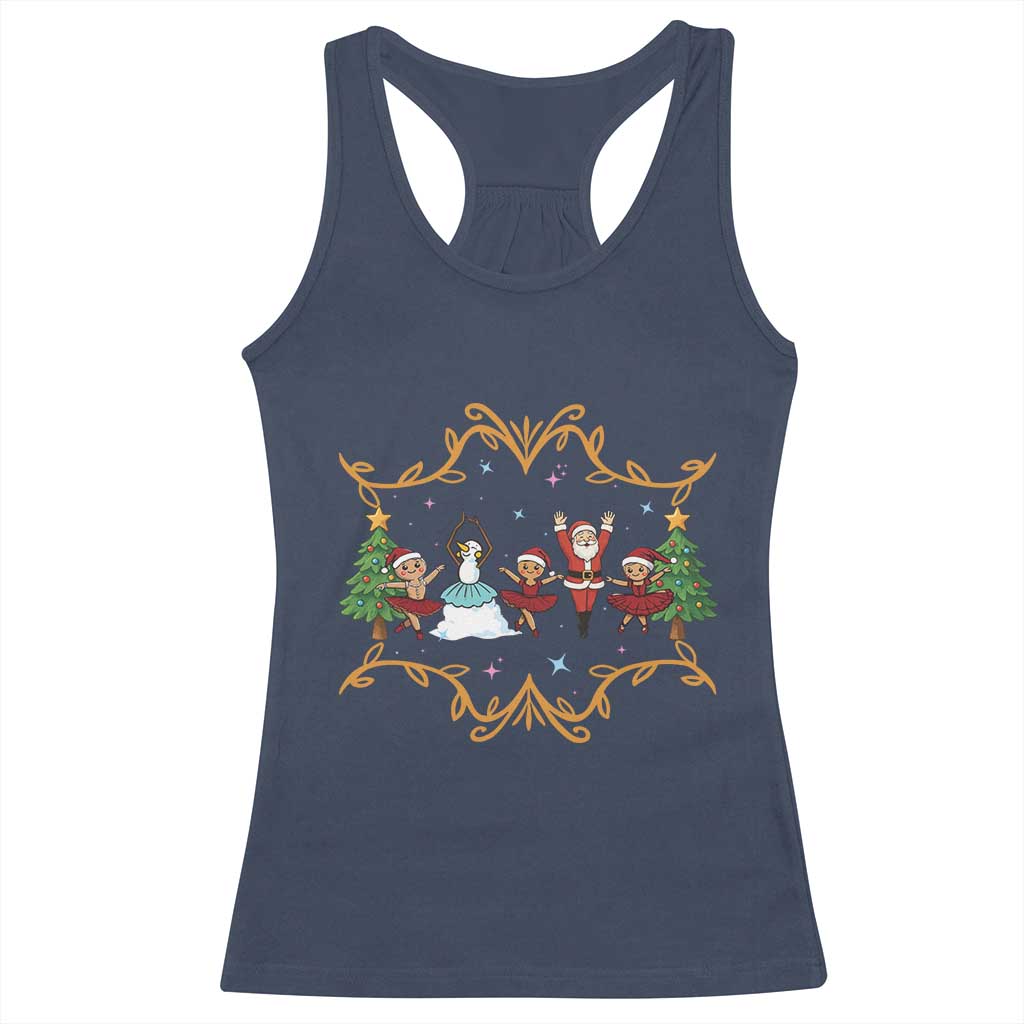 Ballet Lover Christmas Racerback Tank Top Funny Gingerbread Santa Snowman Dance - Wonder Print Shop