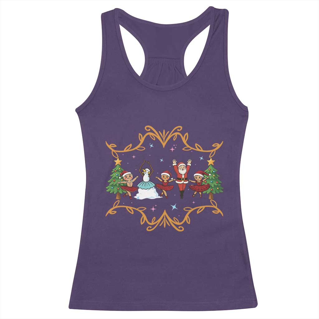 Ballet Lover Christmas Racerback Tank Top Funny Gingerbread Santa Snowman Dance - Wonder Print Shop