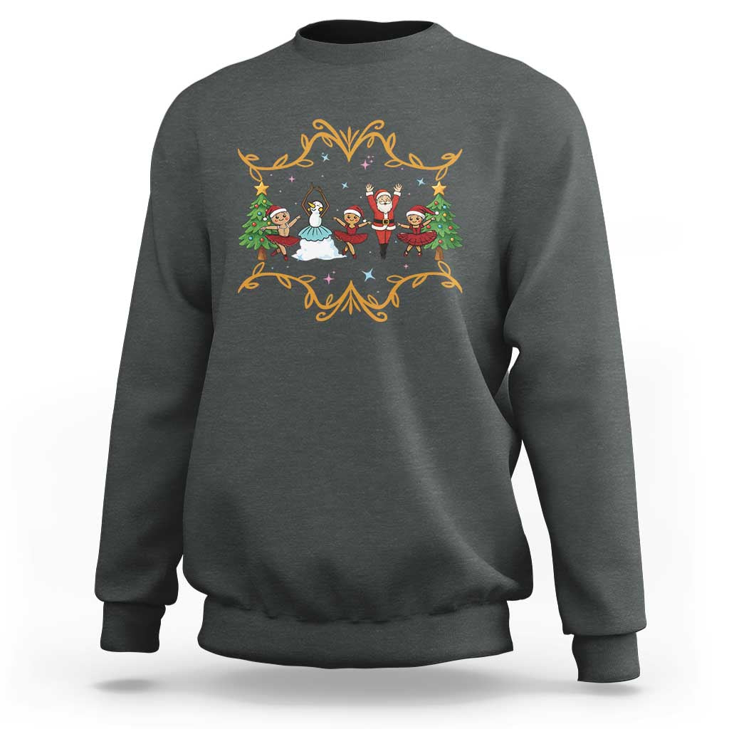 Ballet Lover Christmas Sweatshirt Funny Gingerbread Santa Snowman Dance - Wonder Print Shop