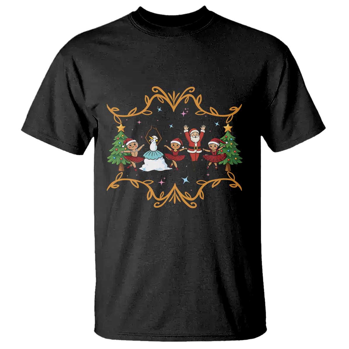 Ballet Lover Christmas T Shirt Funny Gingerbread Santa Snowman Dance - Wonder Print Shop