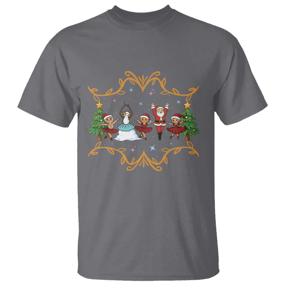 Ballet Lover Christmas T Shirt Funny Gingerbread Santa Snowman Dance - Wonder Print Shop