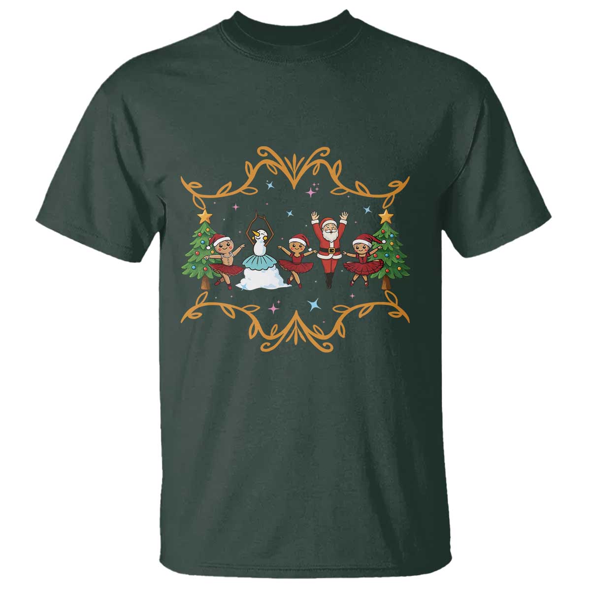 Ballet Lover Christmas T Shirt Funny Gingerbread Santa Snowman Dance - Wonder Print Shop