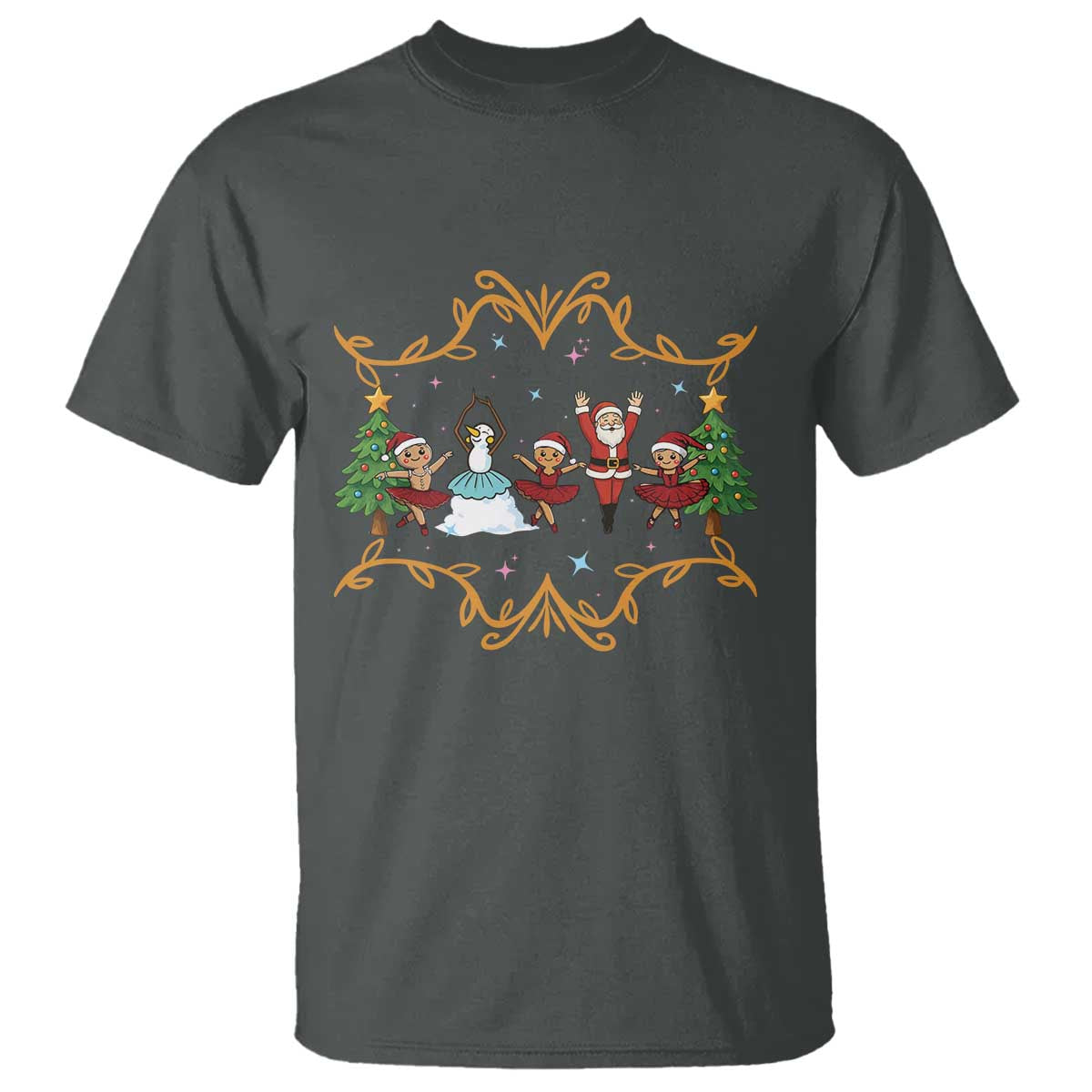 Ballet Lover Christmas T Shirt Funny Gingerbread Santa Snowman Dance - Wonder Print Shop