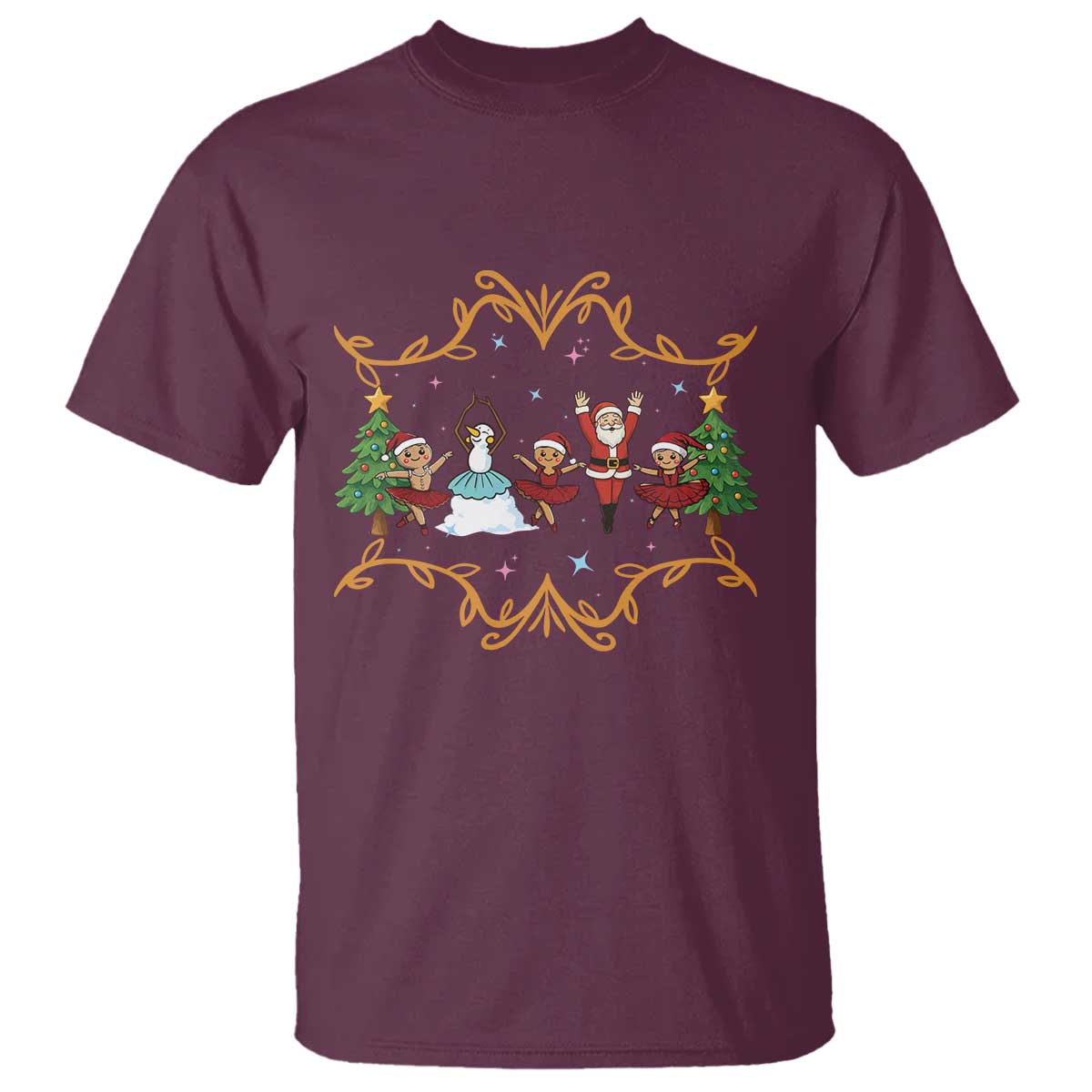 Ballet Lover Christmas T Shirt Funny Gingerbread Santa Snowman Dance - Wonder Print Shop
