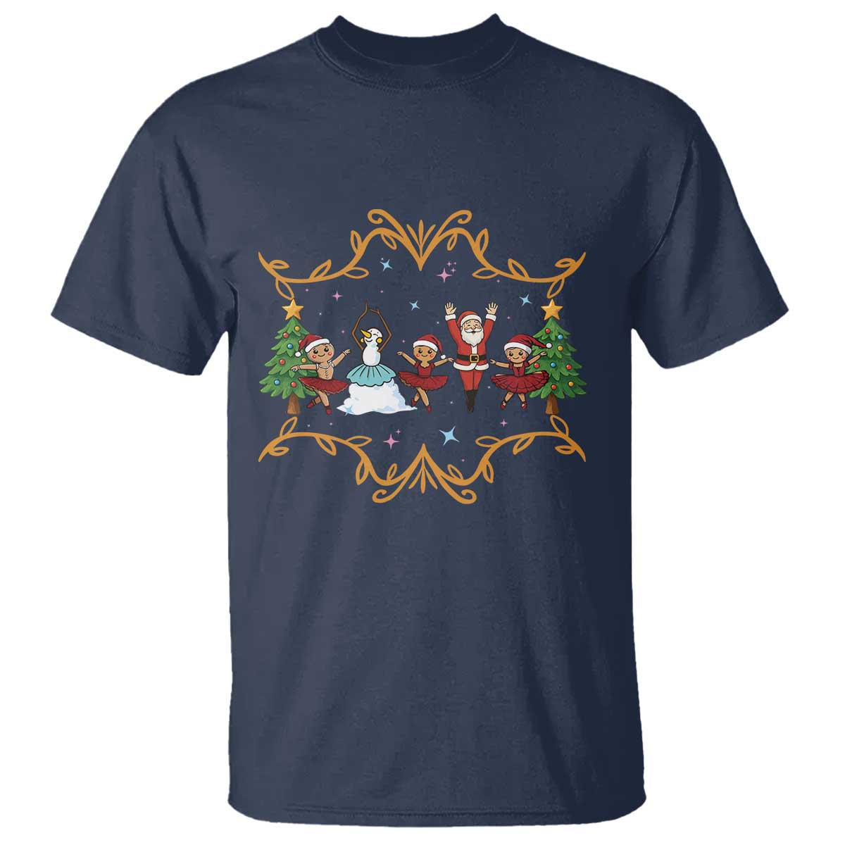 Ballet Lover Christmas T Shirt Funny Gingerbread Santa Snowman Dance - Wonder Print Shop