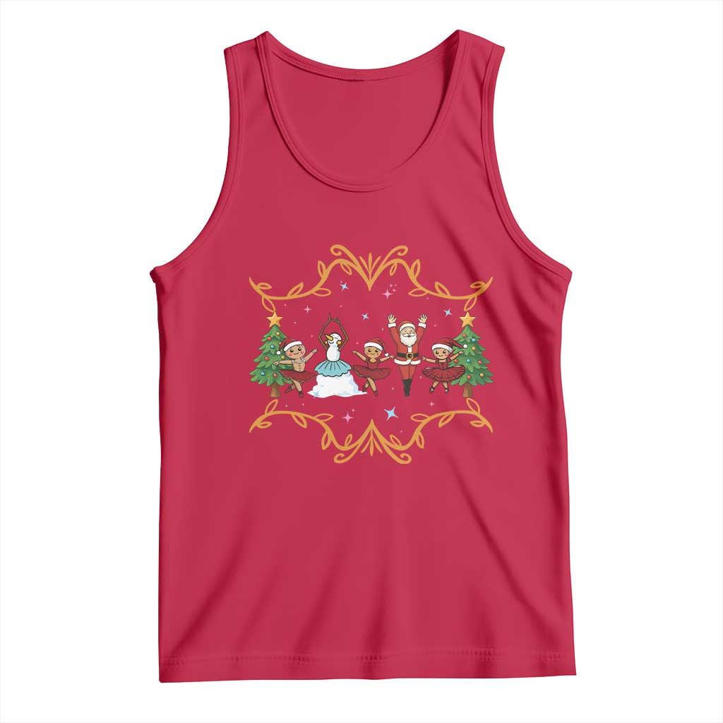 Ballet Lover Christmas Tank Top Funny Gingerbread Santa Snowman Dance - Wonder Print Shop