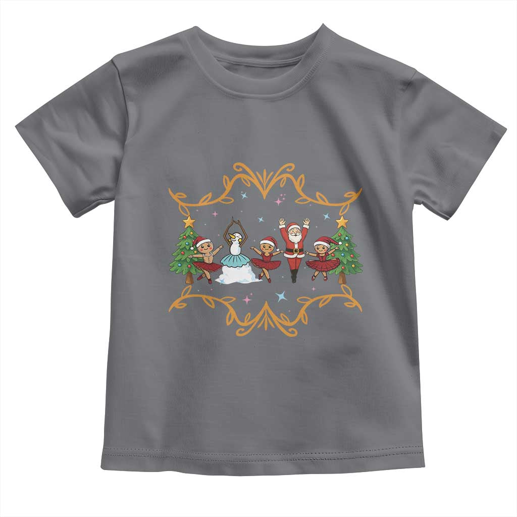 Ballet Lover Christmas Toddler T Shirt Funny Gingerbread Santa Snowman Dance - Wonder Print Shop